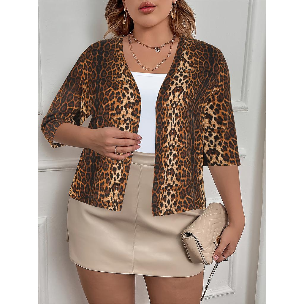 Leopard 3/4 Sleeve Cardigan