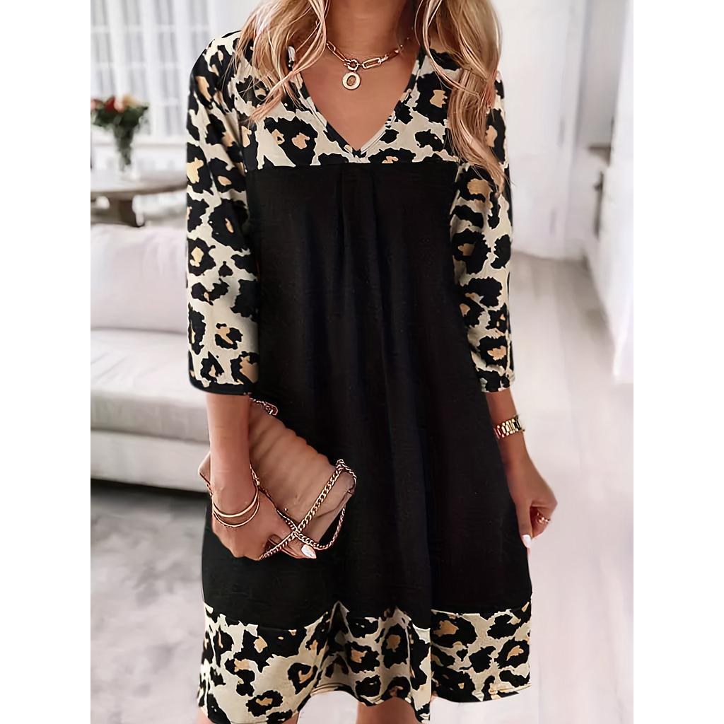 Leopard Print Slight Stretch Dress